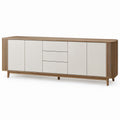 80 in. W x 16 in. D x 32 in. H Walnut and White Sideboard with 4 Doors and 3 Drawers