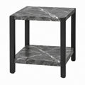18 x 18 x 24 in Black and Gray Faux Marble Side Table with Lower Shelf