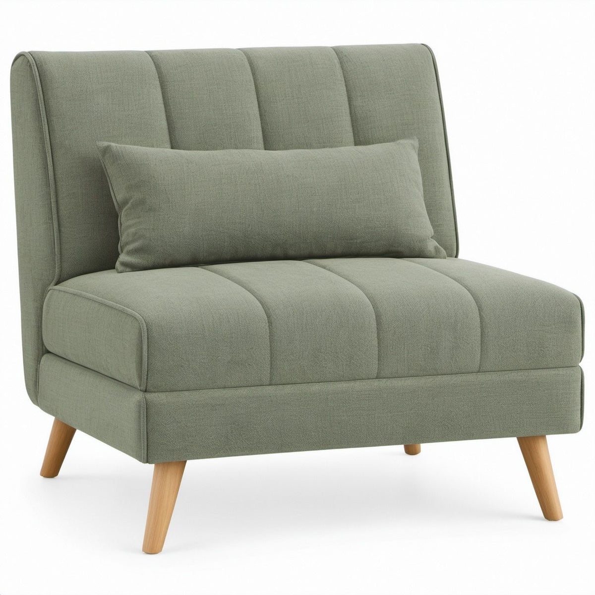 Sage Green Upholstered Lounge Chair with Lumbar Cushion, 31.5 x 33.5 x 37.4 in