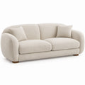 Ivory Curved Boucle Sofa with 2 Throw Pillows, 86 x 38 x 31 in