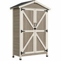 30 x 24 x 70 in Beige and Gray Outdoor Storage Shed with Double Doors