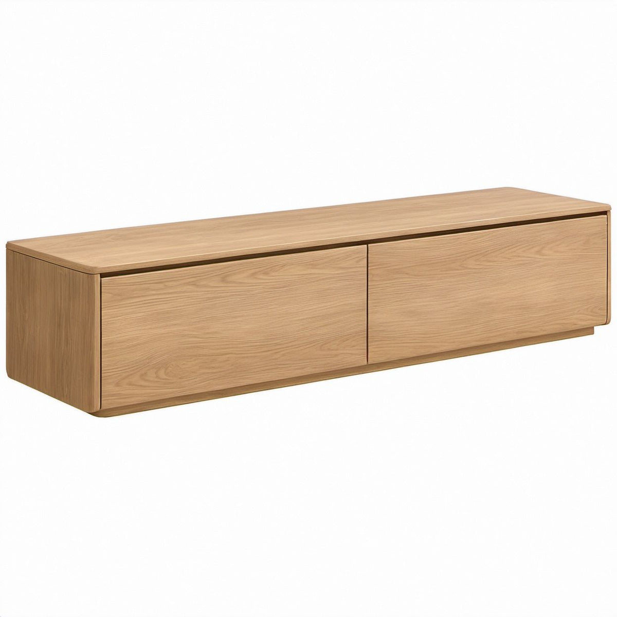 Natural Oak Veneer 2-Door TV Stand, 71 x 16 x 19 in