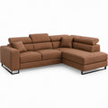 Contemporary Brown PU Leather L-Shaped Sofa with Right-Facing Chaise, 110 x 65 x 35 in