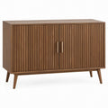 Walnut Brown Fluted 2-Door Accent Cabinet with Walnut Veneer, 47.2 x 15.7 x 31.5 in.