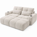 Cream Boucle Dual-Reclining Loveseat with Cup Holders, 71.7 x 39.4 x 39.4 in