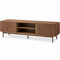 Walnut Brown 70 x 16 x 24 in Media Console with Sliding Tambour Doors