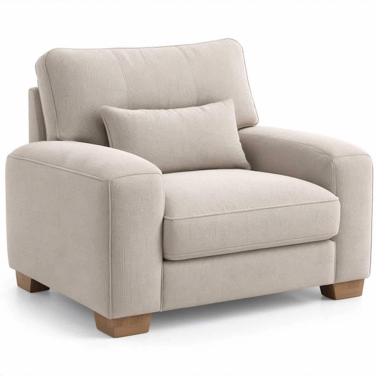 Beige Polyester Upholstered Armchair with Lumbar Pillow, 43 x 38 x 35 in