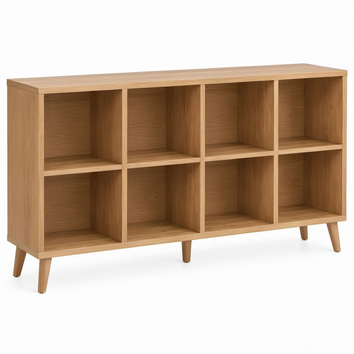 8-Cube Natural Oak MDF Storage Cabinet, 47.2 in W x 13.8 in D x 39.4 in H