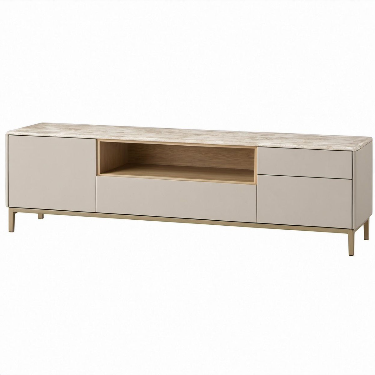 Rectangular Beige Engineered Wood TV Stand with Storage, 70.9 x 15.7 x 22.4 in