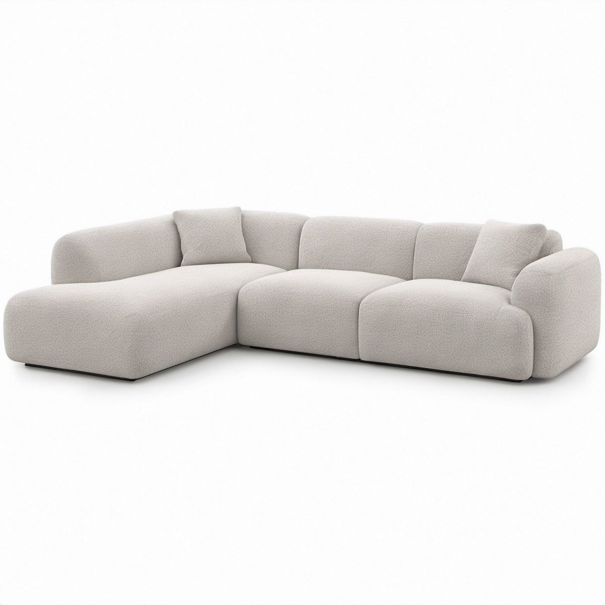 Ivory Left-Facing Chaise Sectional Sofa, 120 x 65 x 34 in