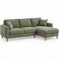 Green Polyester L-Shaped 3-Seat Sectional Sofa with Right-Facing Chaise, 88 x 60 x 34 in