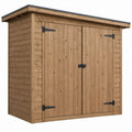 Outdoor Solid Fir Storage Shed with Double Doors, Natural Brown/Black, 72 x 48 x 84 in