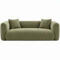 Curved 2-Seat Olive Green Polyester Bouclé Loveseat, 70 x 35 x 30 in